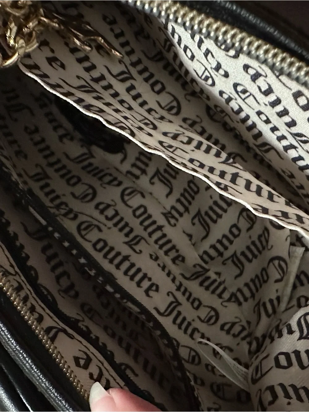 Juicy Couture Black Hobo with Gold Chain Detail